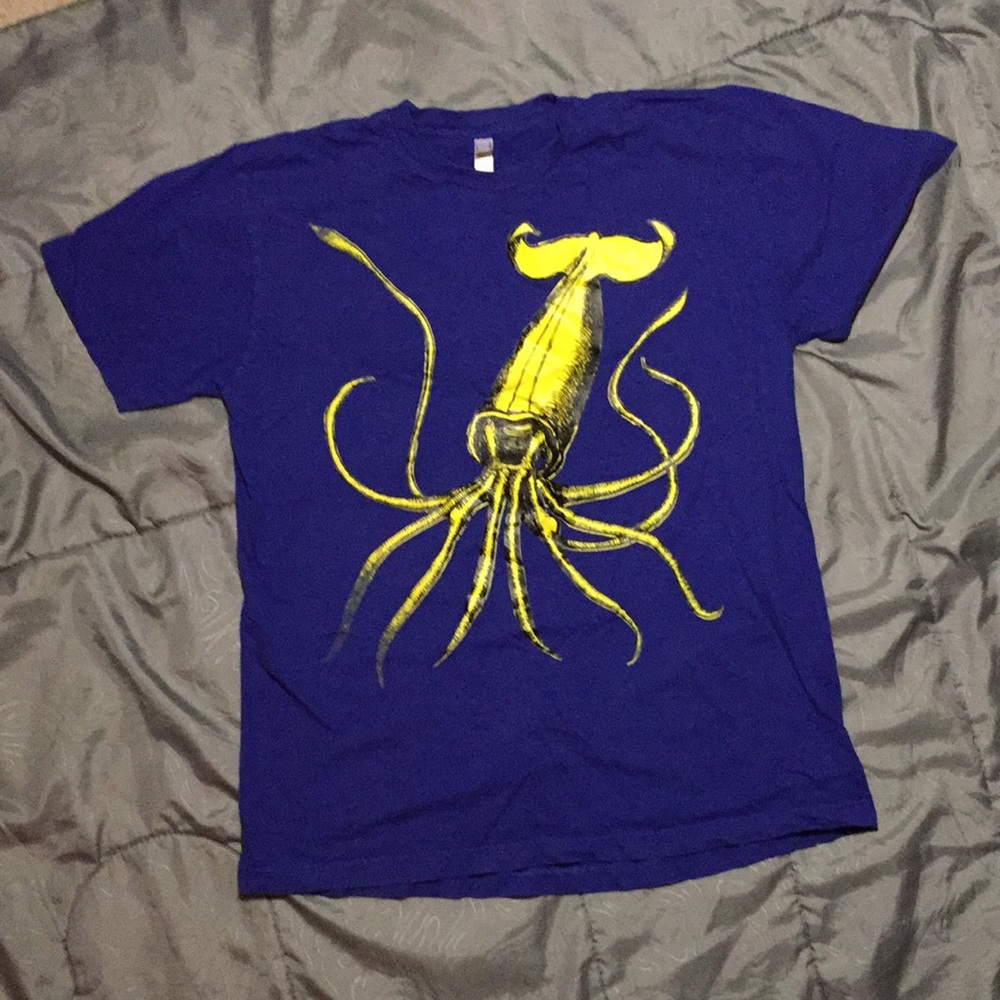 American Apparel Yellow Squid Blue T-shirt